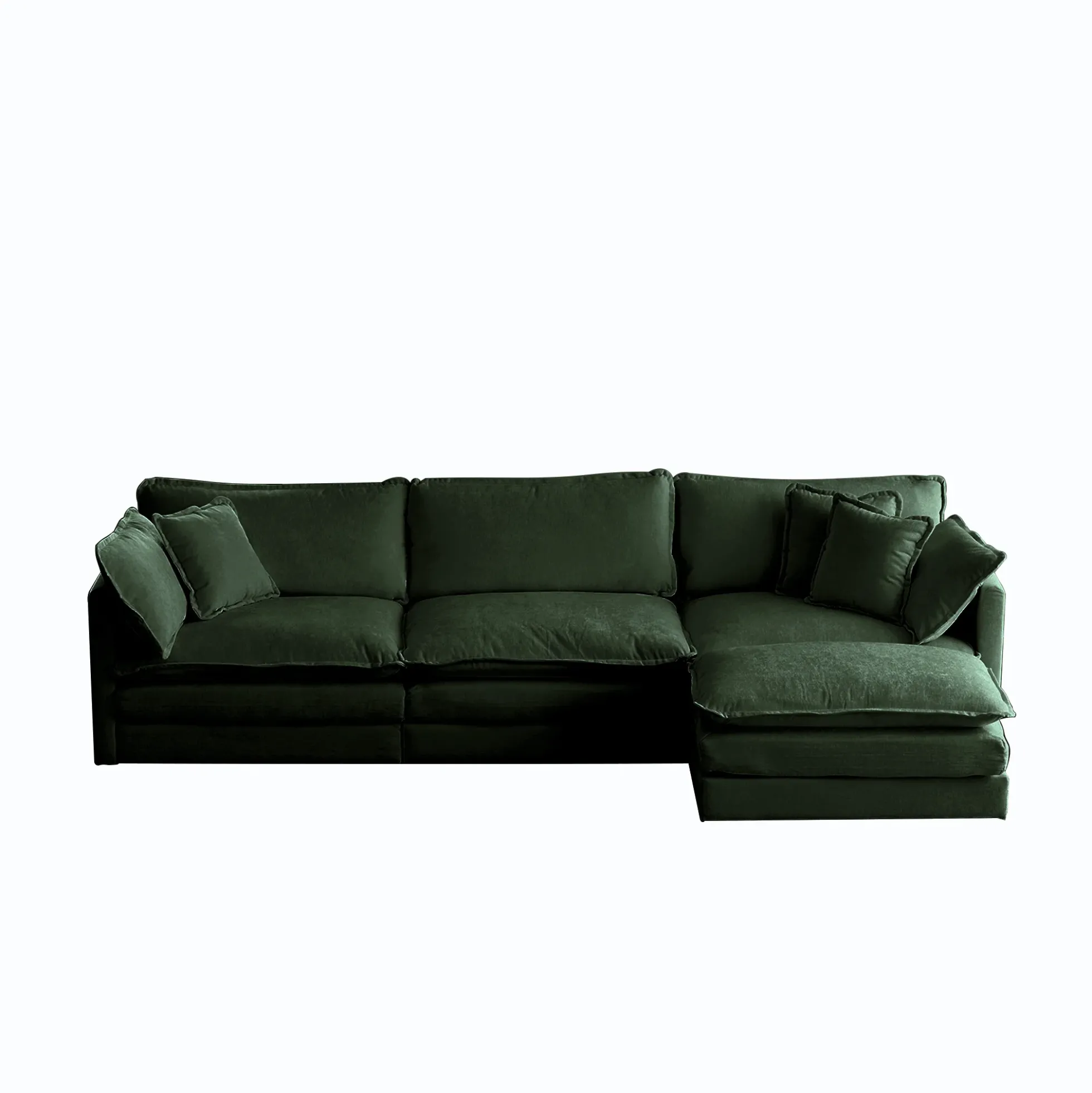 Walker Edison | Chenille Modular Cloud Couch with L-Shaped Sectional and Ottoman