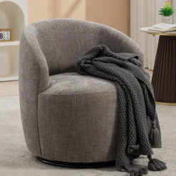 Walker Edison | Chenille Swivel Accent Barrel Chair