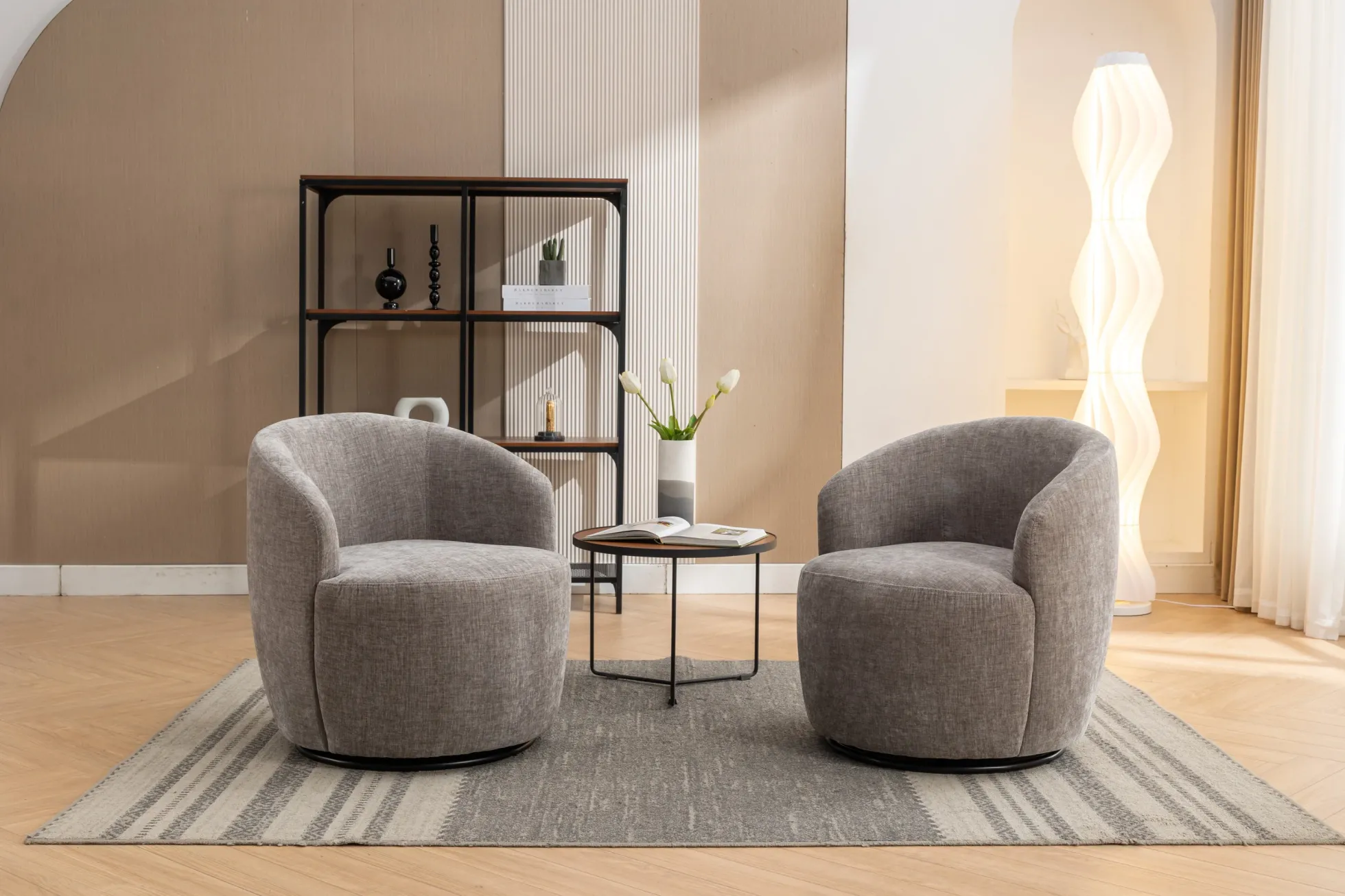 Walker Edison | Chenille Swivel Accent Barrel Chair