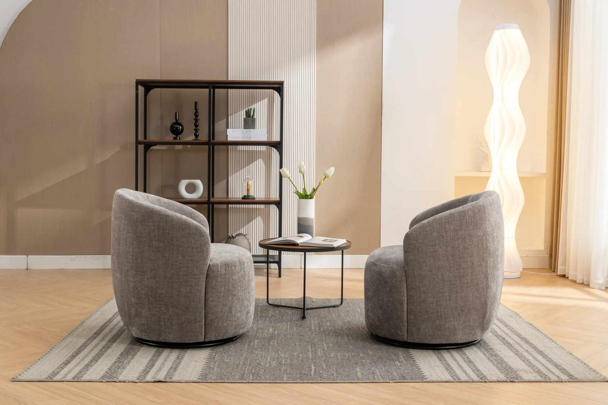 Walker Edison | Chenille Swivel Accent Barrel Chair