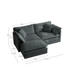 Walker Edison | Chenille Two-Seater Sofa with Ottoman