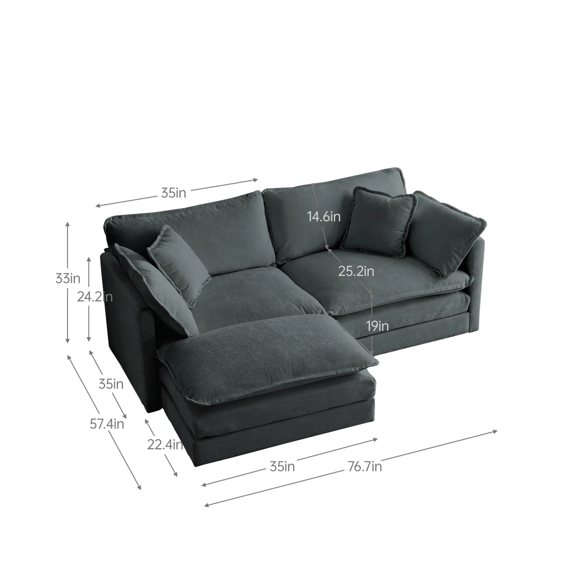 Walker Edison | Chenille Two-Seater Sofa with Ottoman