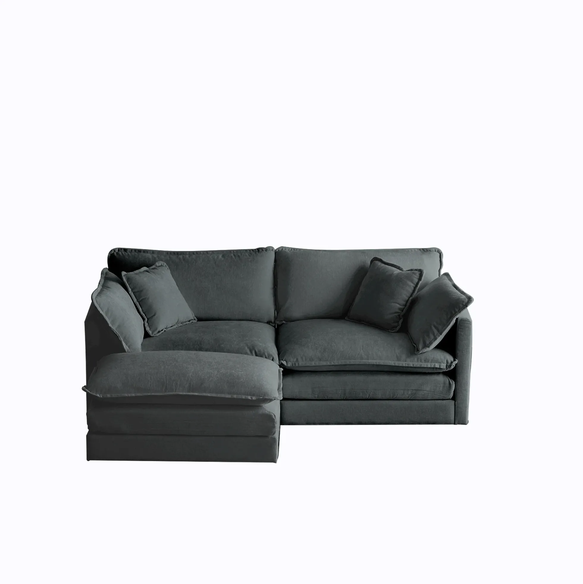 Walker Edison | Chenille Two-Seater Sofa with Ottoman