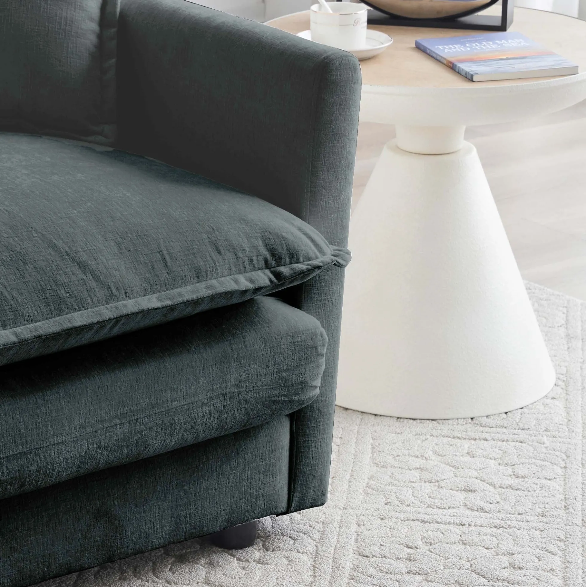 Walker Edison | Chenille Two-Seater Sofa with Ottoman