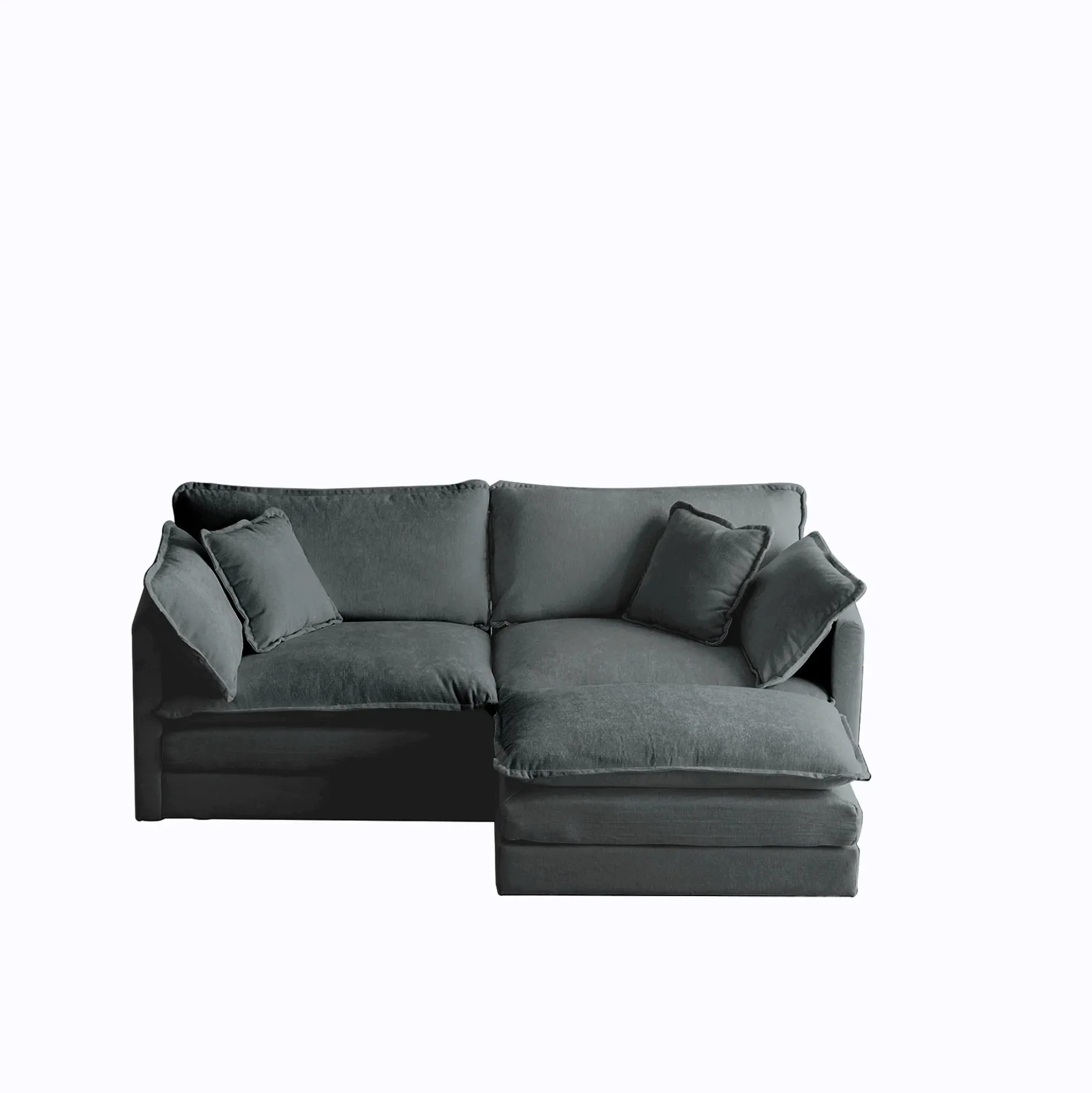 Walker Edison | Chenille Two-Seater Sofa with Ottoman