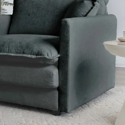 Walker Edison | Chenille Two-Seater Sofa with Ottoman