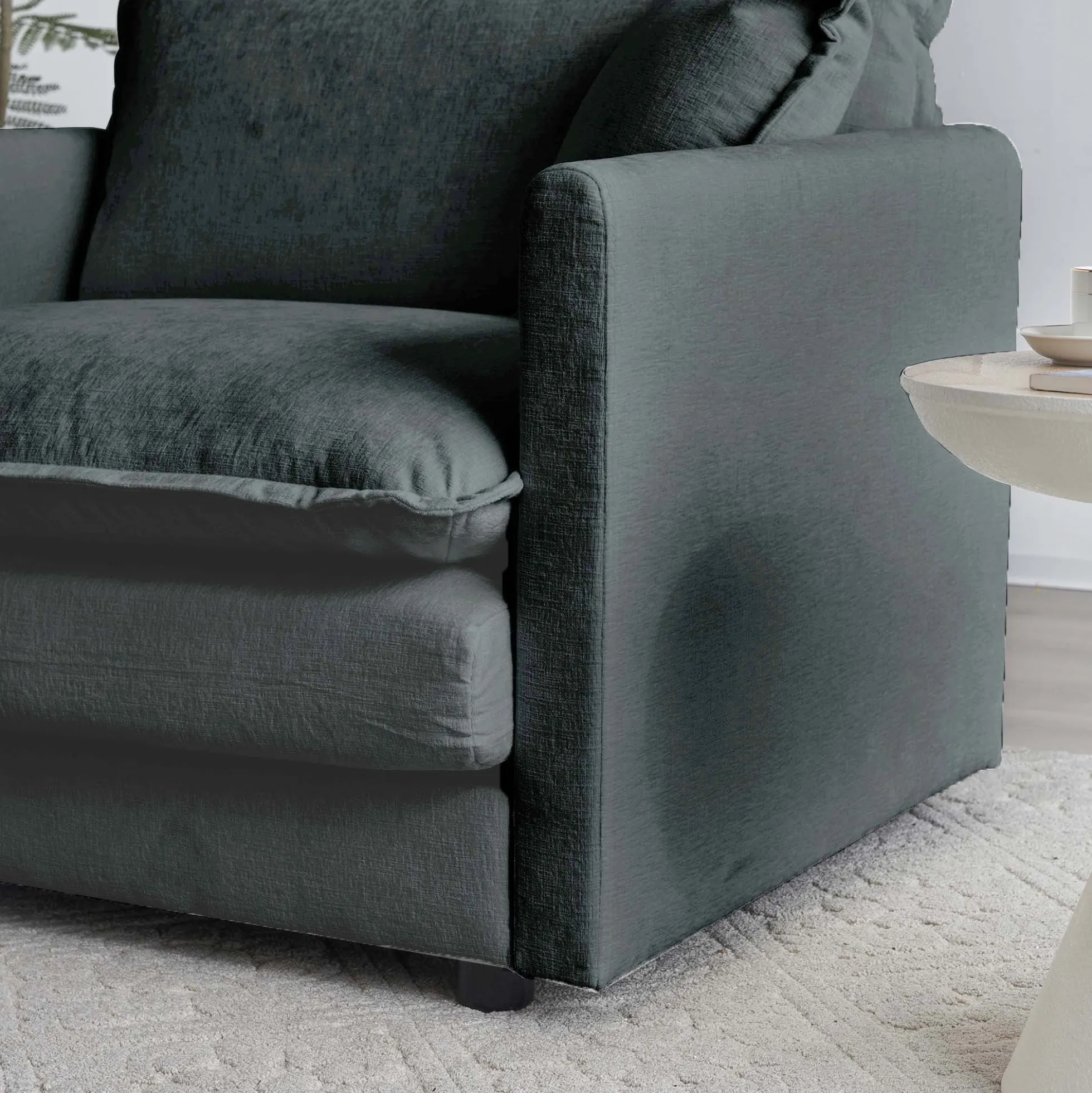 Walker Edison | Chenille Two-Seater Sofa with Ottoman