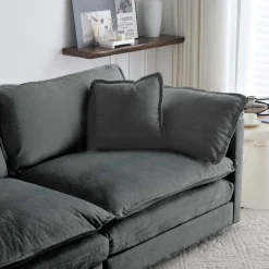 Walker Edison | Chenille Two-Seater Sofa with Ottoman