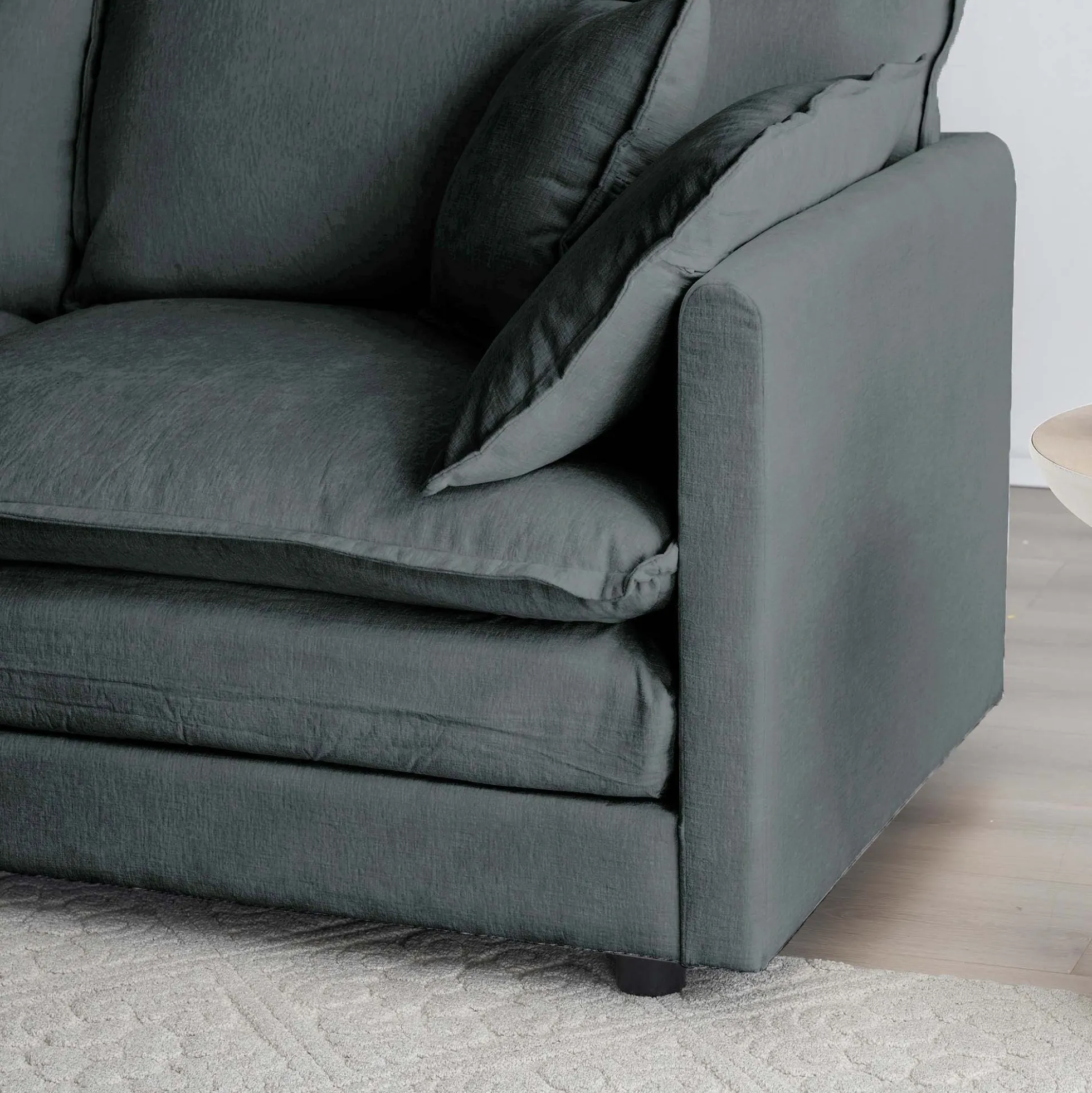 Walker Edison | Chenille Two-Seater Sofa with Ottoman