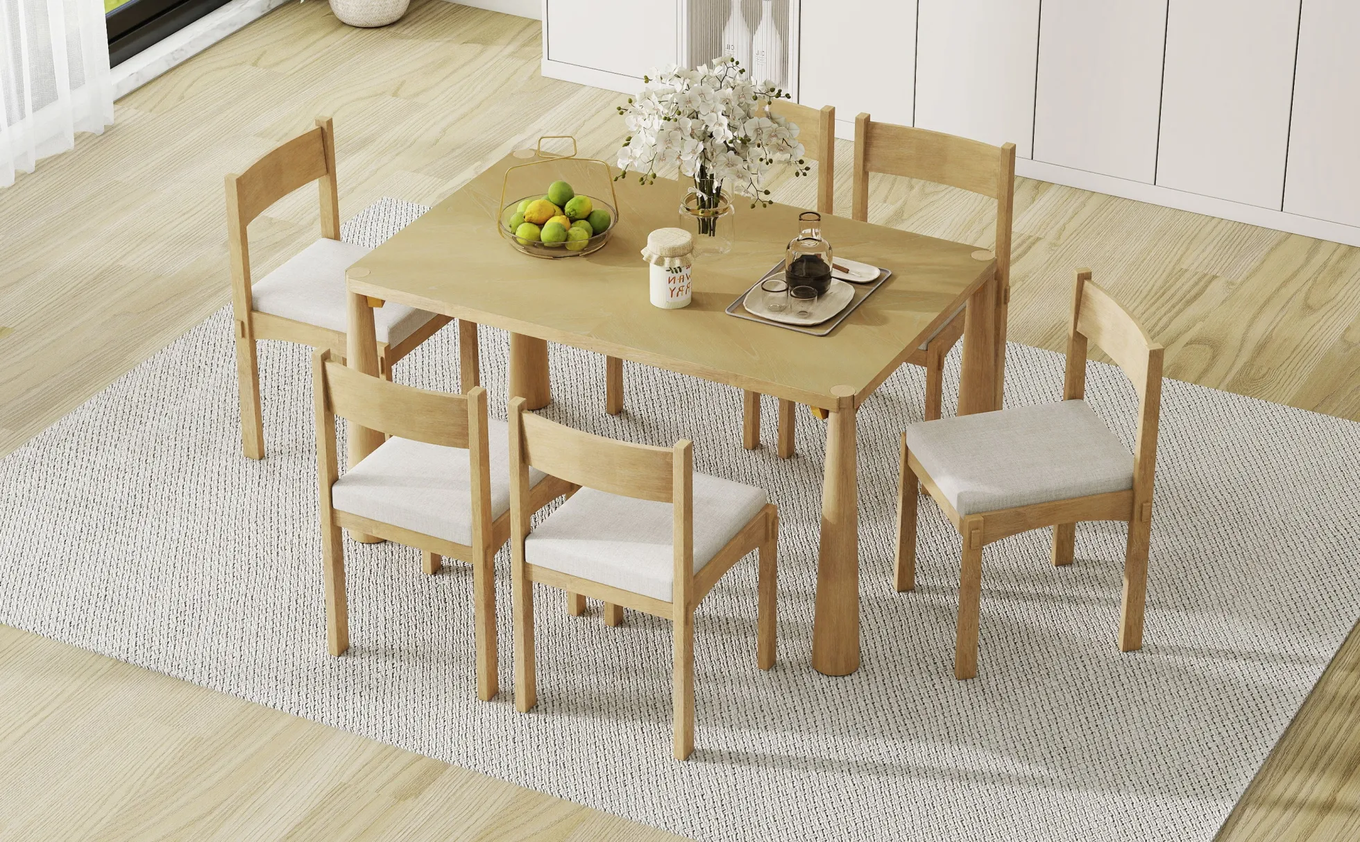 Walker Edison | Classic Modern 7-Piece Dining Table Set for 6