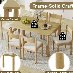 Walker Edison | Classic Modern 7-Piece Dining Table Set for 6