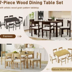 Walker Edison | Classic Modern 7-Piece Dining Table Set for 6