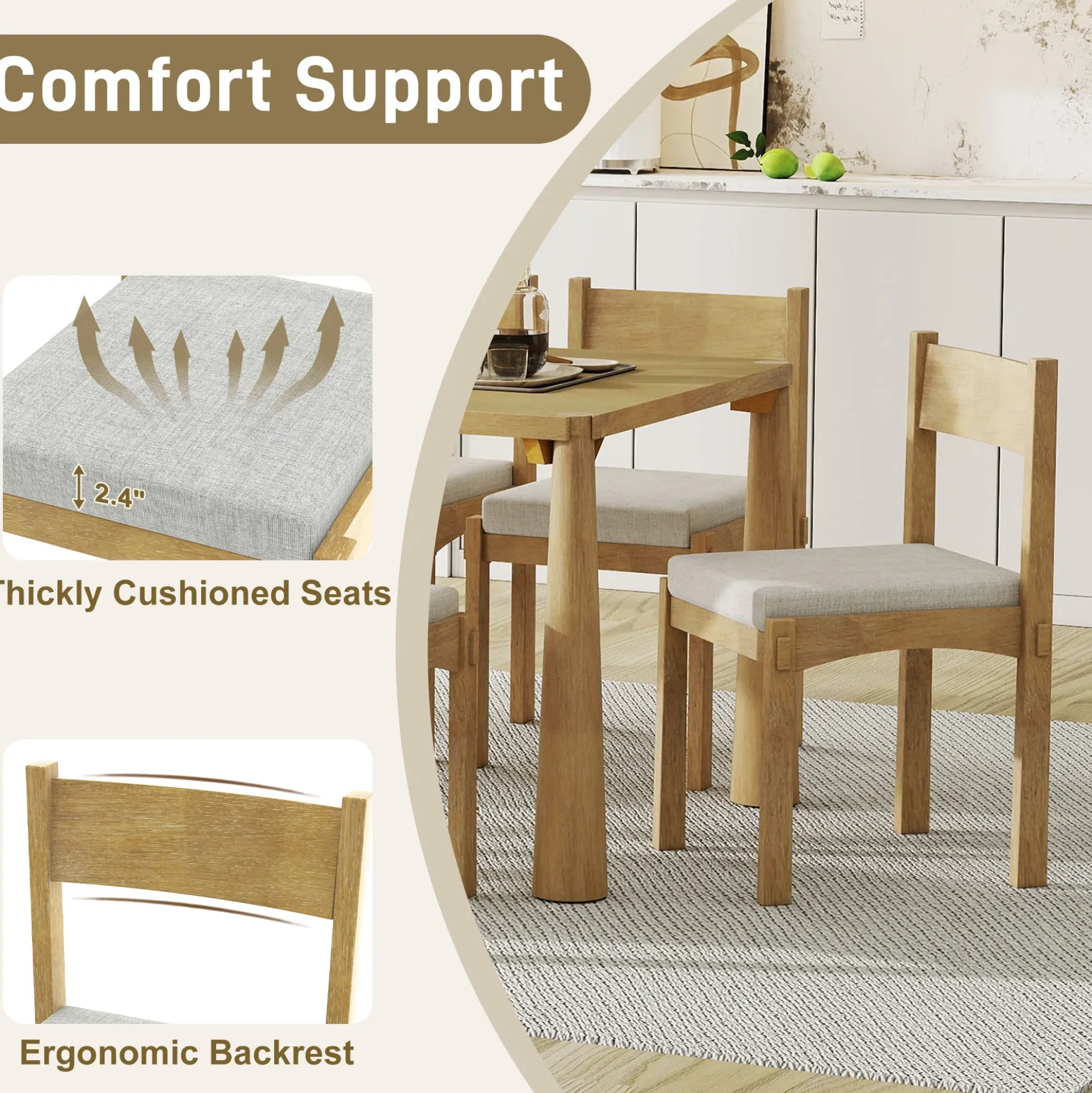 Walker Edison | Classic Modern 7-Piece Dining Table Set for 6