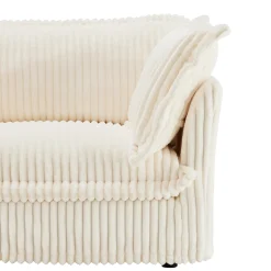 Walker Edison | Cloud Cream Corduroy Slipcovered Sectional Sofa with Ottoman