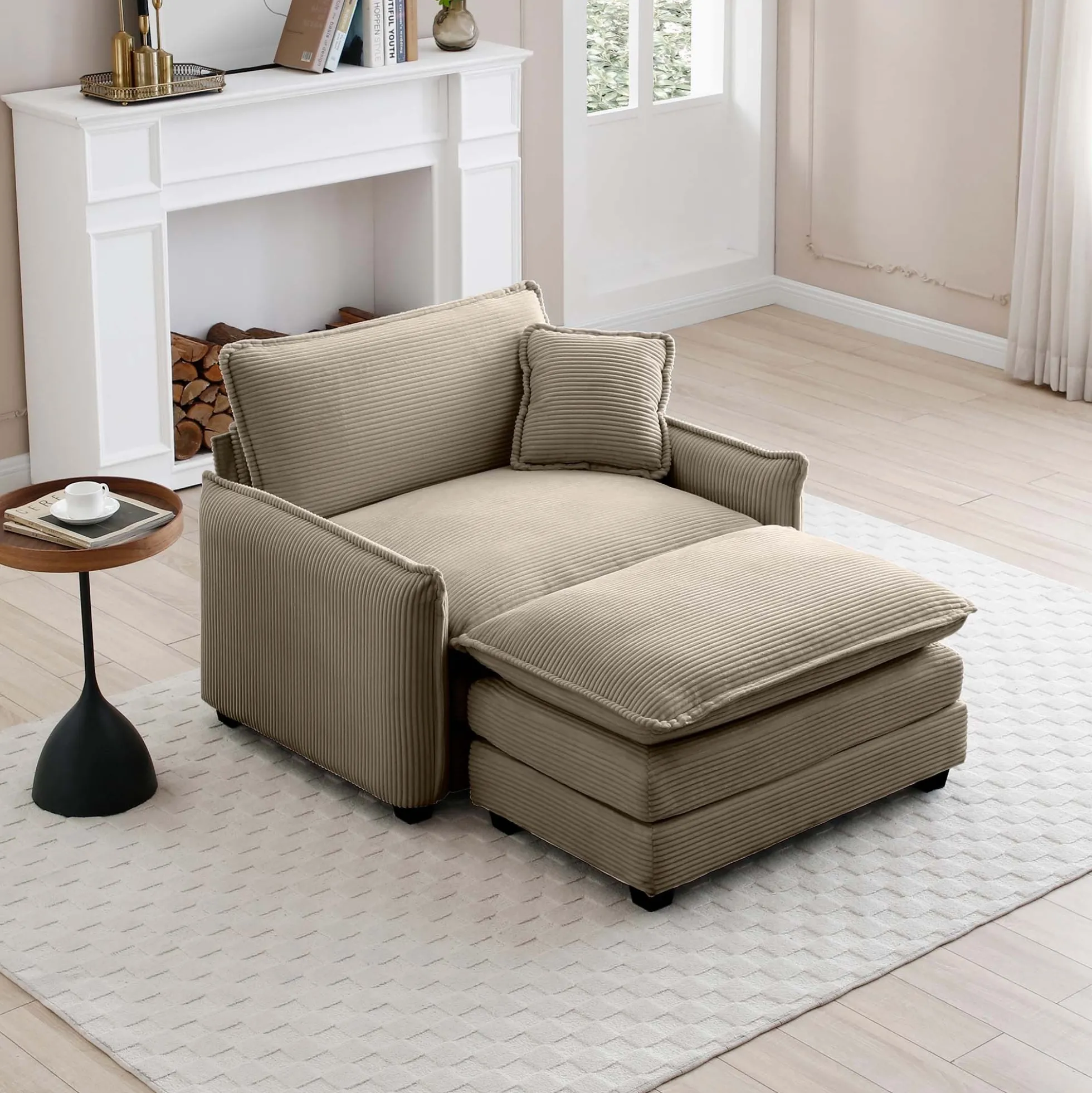 Walker Edison | Cloud Deep Sofa Chair With Ottoman