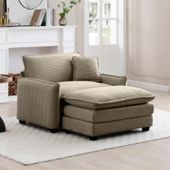 Walker Edison | Cloud Deep Sofa Chair With Ottoman