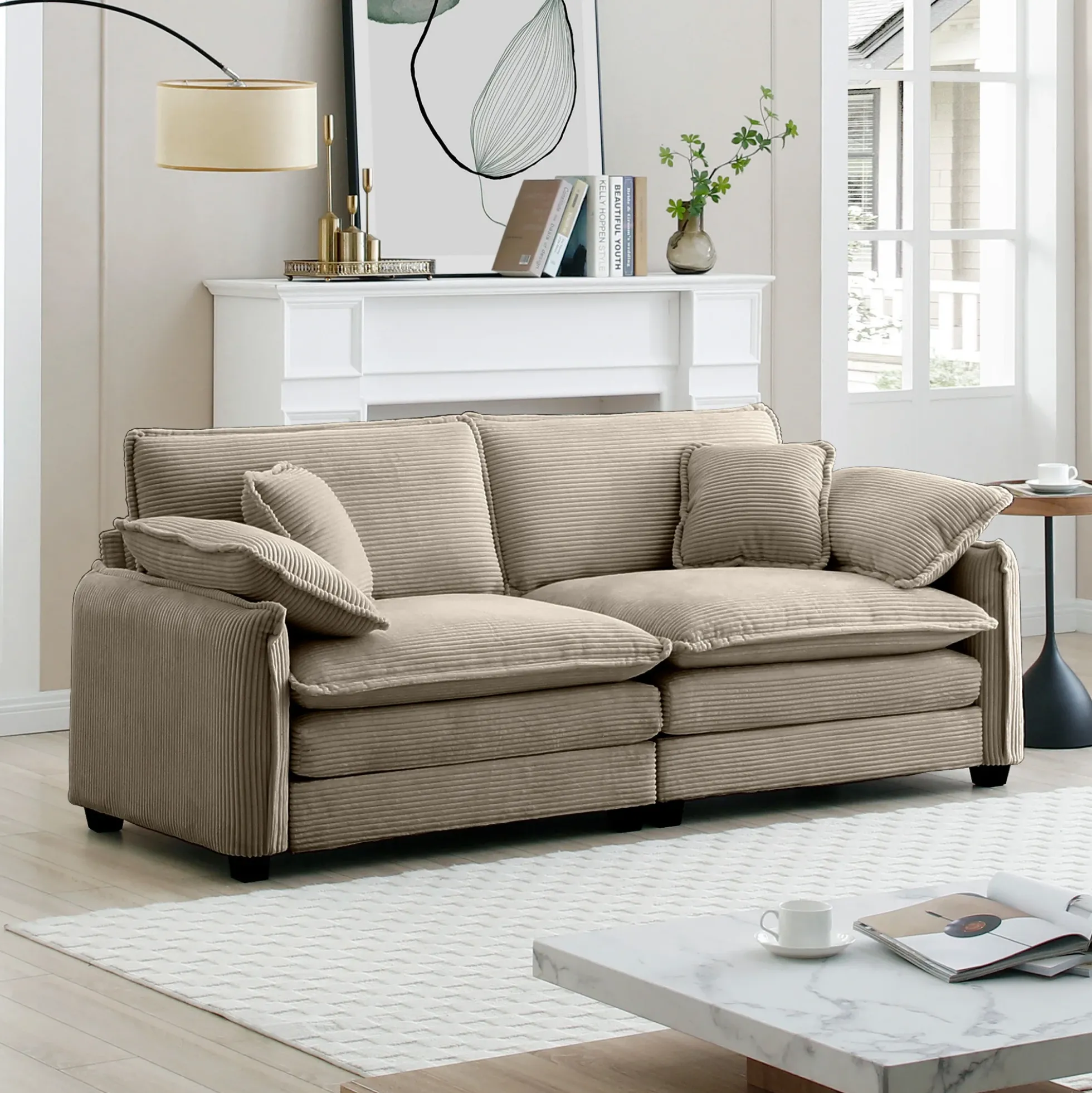 Walker Edison | Cloud Deep Corduroy Loveseat Couch