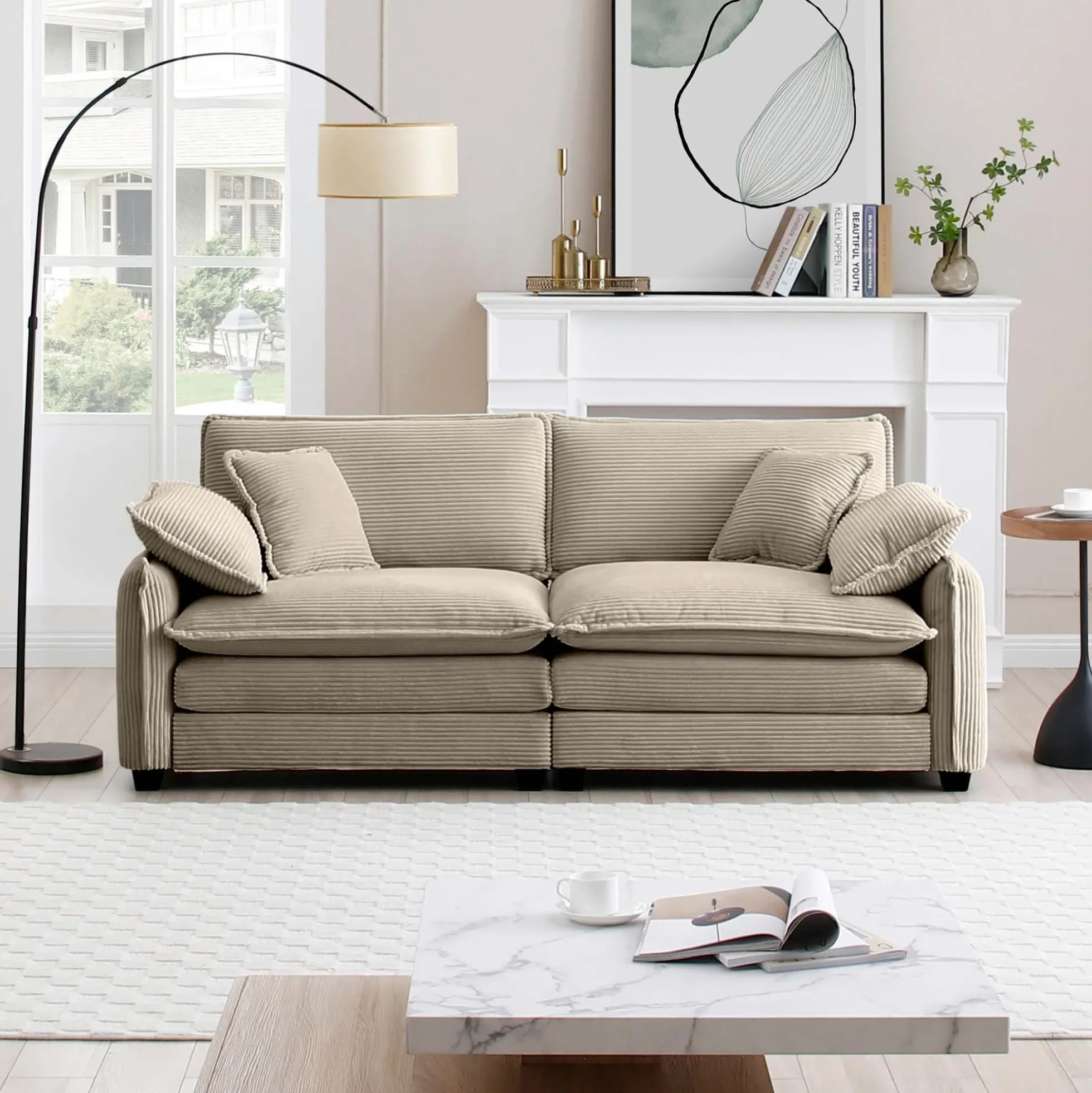 Walker Edison | Cloud Deep Corduroy Loveseat Couch