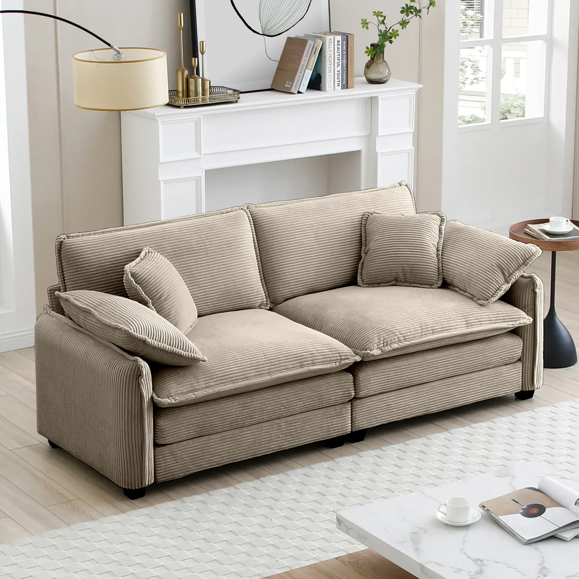 Walker Edison | Cloud Deep Corduroy Loveseat Couch
