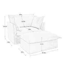 Walker Edison | Cloud Deep Seat Slipcovered Armchair with Ottoman
