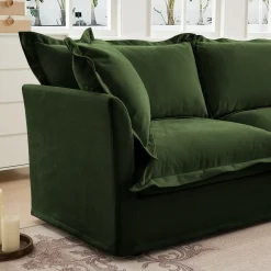 Walker Edison | Cloud Deep Seat Slipcovered Armchair with Ottoman