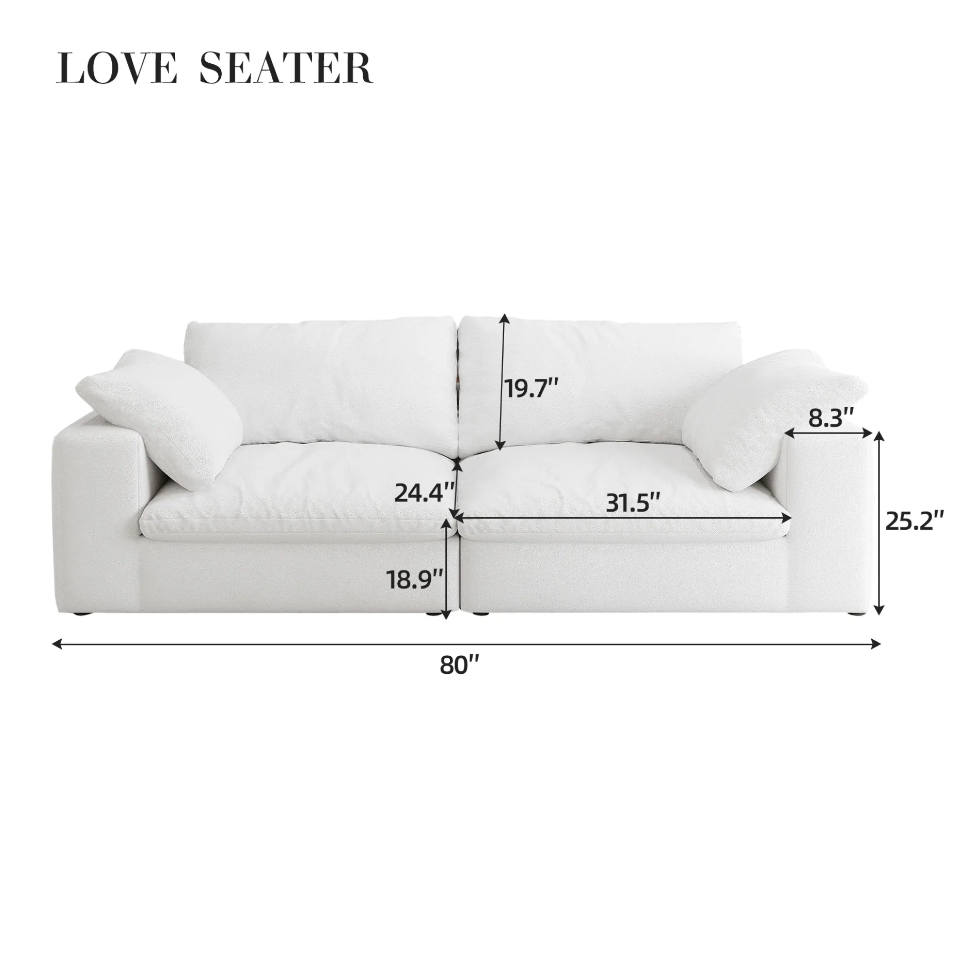 Walker Edison | Cloud Modular 80' Down Filled Loveseat Sofa