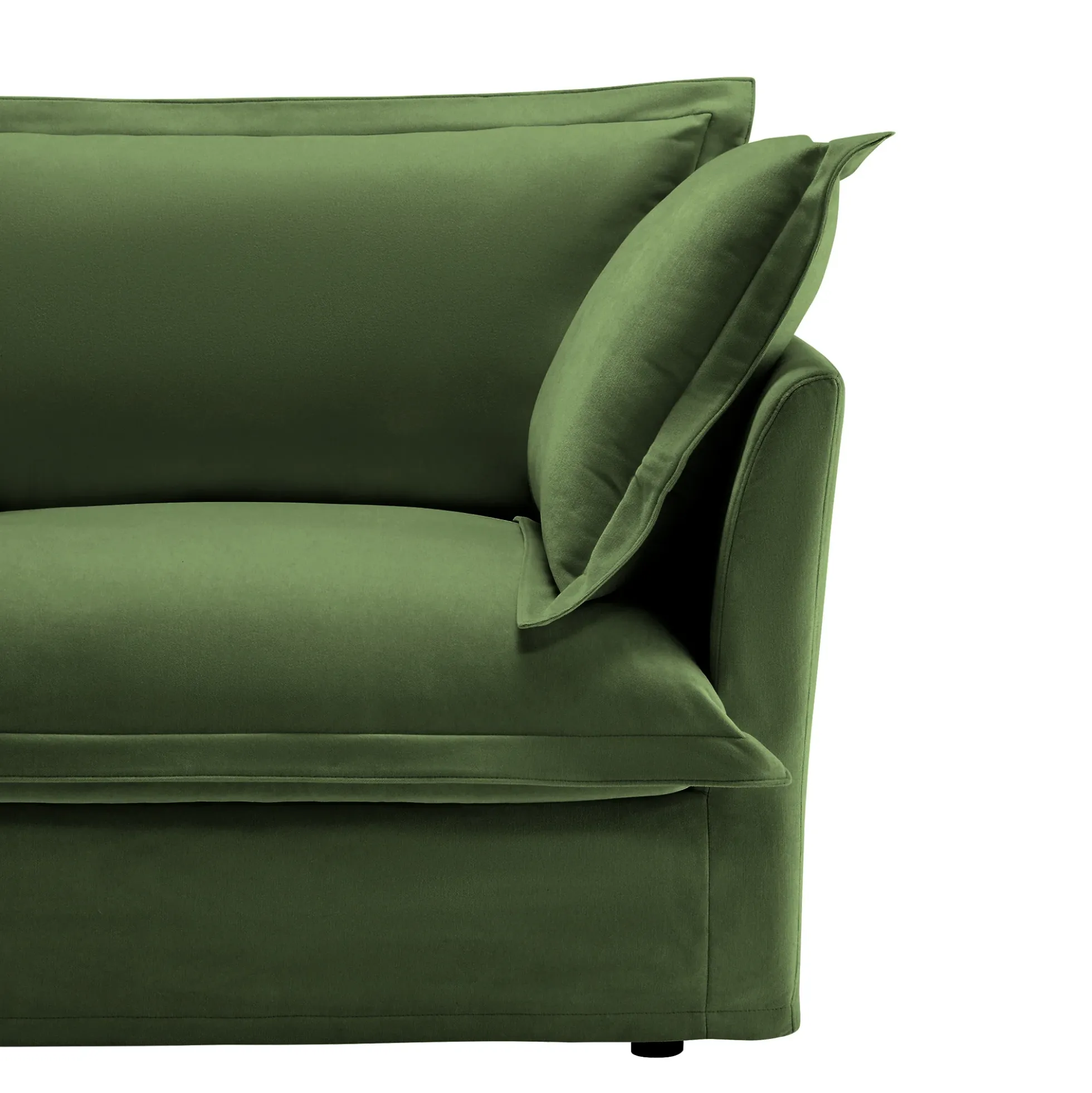 Walker Edison | Cloud Slipcovered Loveseat Sectional with Ottoman
