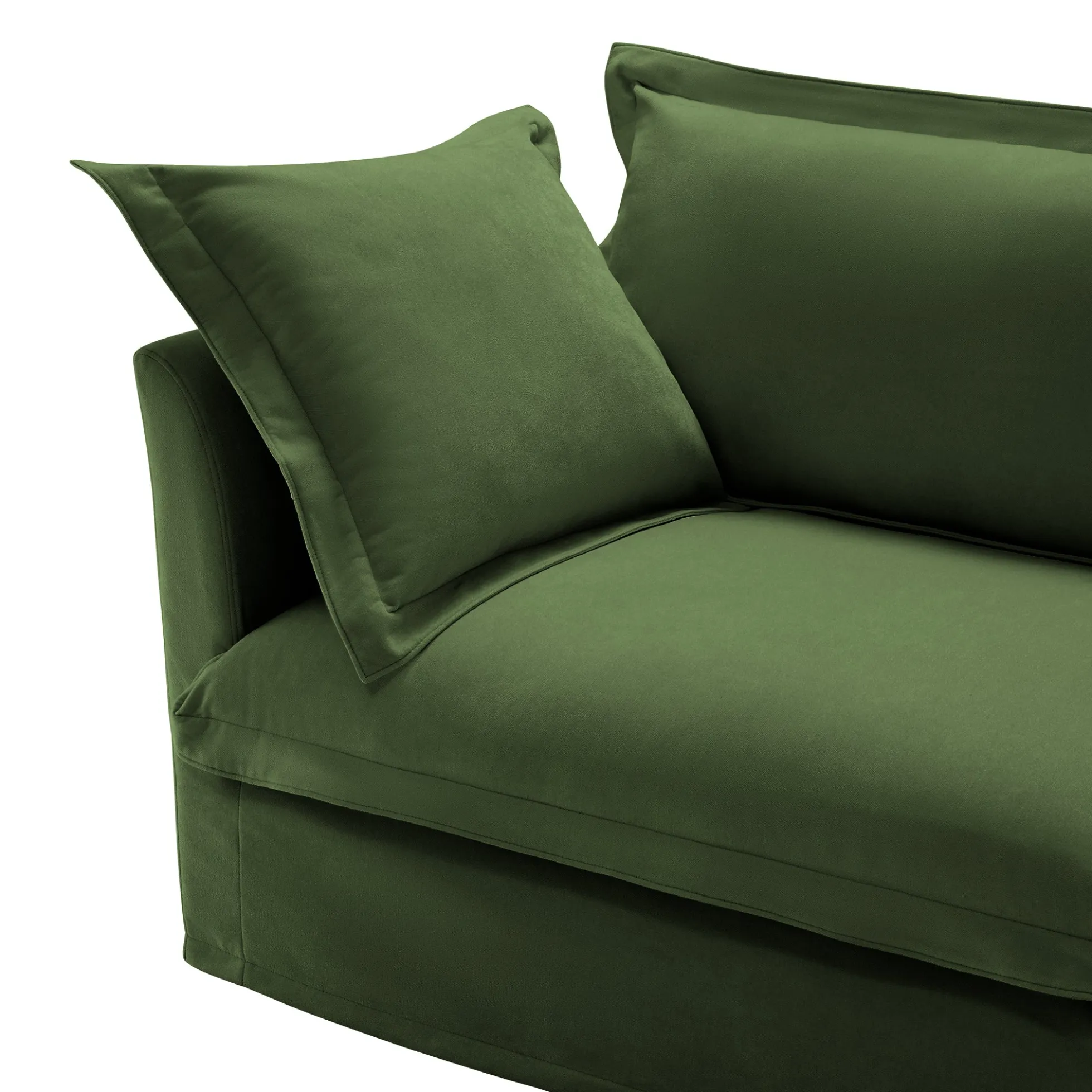Walker Edison | Cloud Slipcovered Loveseat Sectional with Ottoman