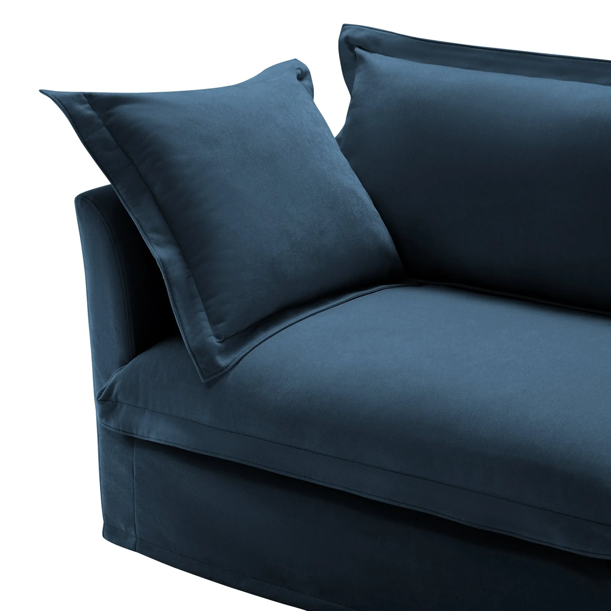 Walker Edison | Cloud Slipcovered Blue Armchair with Ottoman