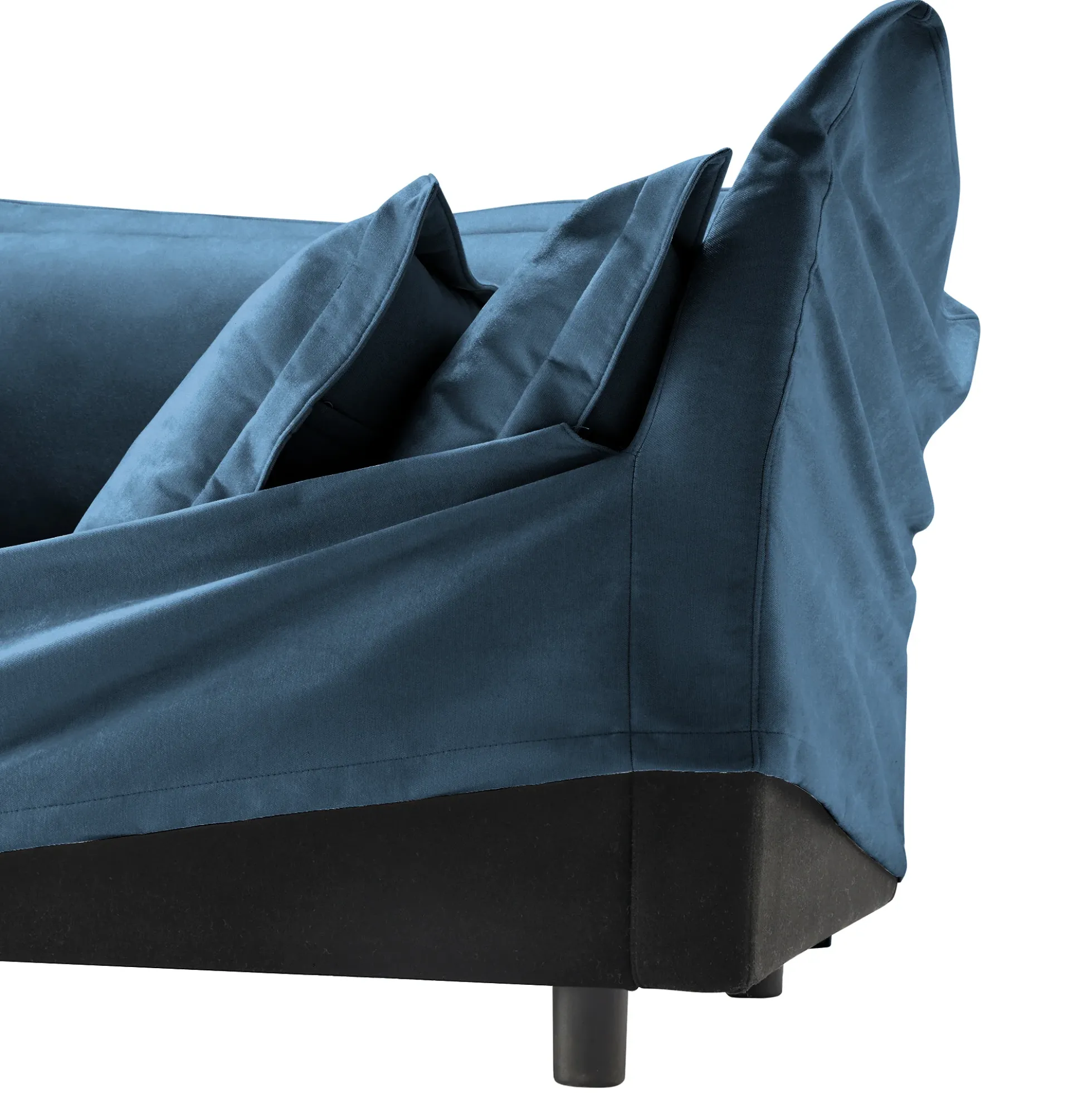 Walker Edison | Cloud Slipcovered Blue Armchair with Ottoman