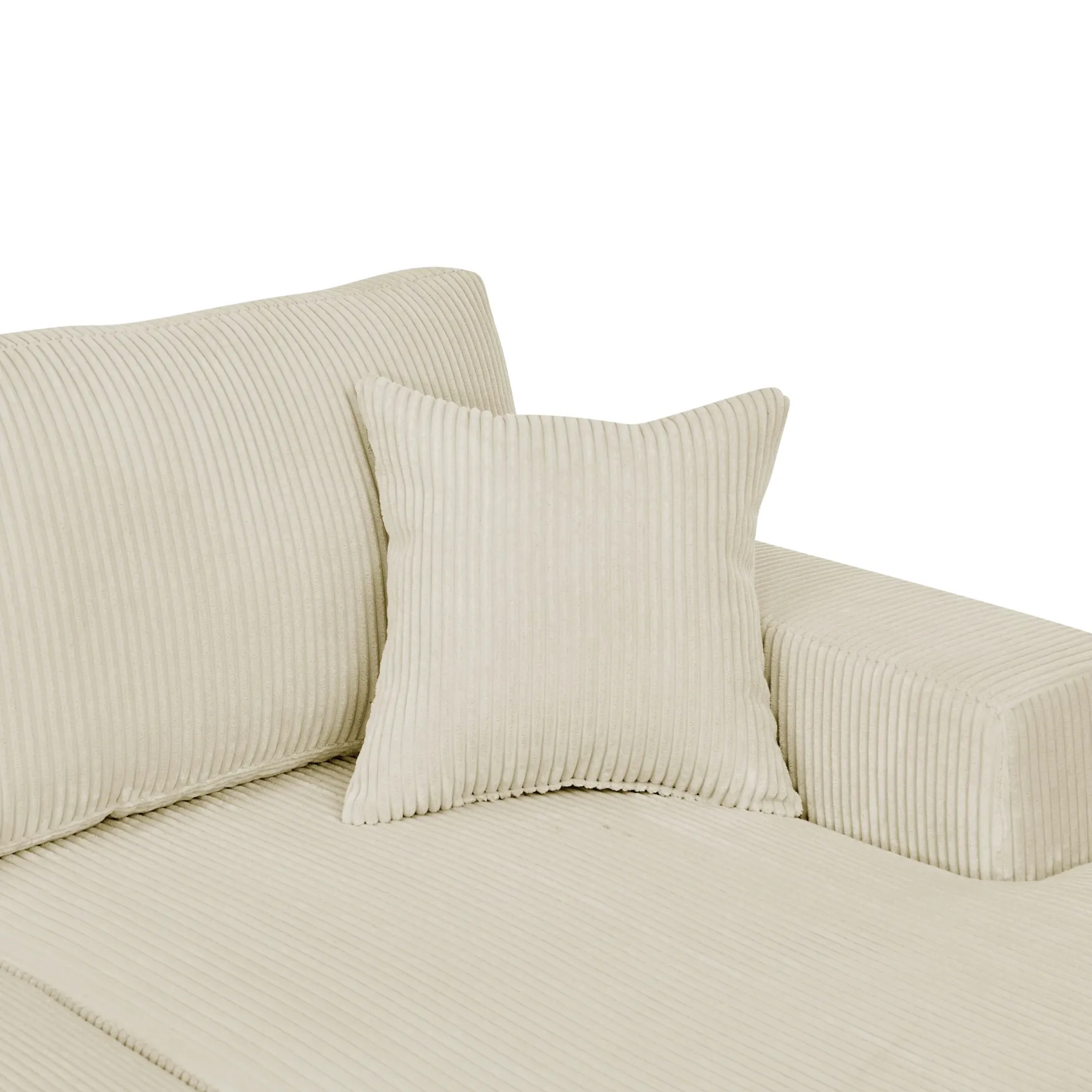Walker Edison | Coastal Beige Corduroy Double-Chaise Cloud Sectional Sofa