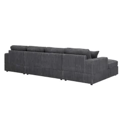 Walker Edison | Coastal Grey Corduroy Double-Chaise Cloud Sectional Sofa
