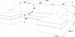 Walker Edison | Coastal Grey Corduroy Double-Chaise Cloud Sectional Sofa
