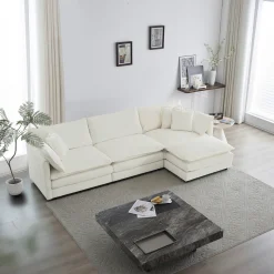 Walker Edison | Comfy Cloud Modular Sectional Sofa with Ottoman