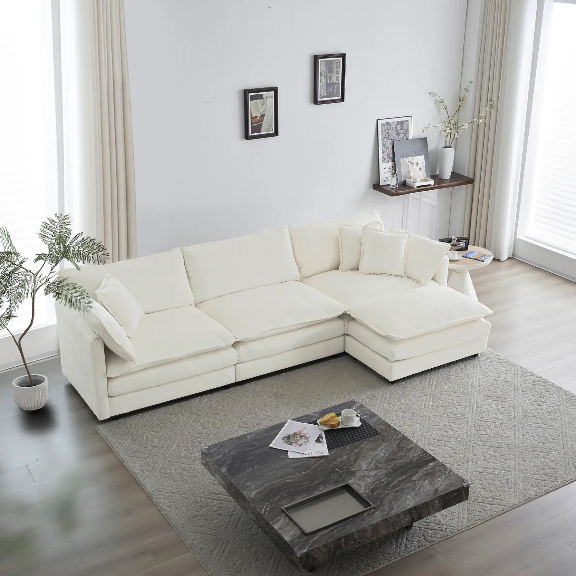 Walker Edison | Comfy Cloud Modular Sectional Sofa with Ottoman