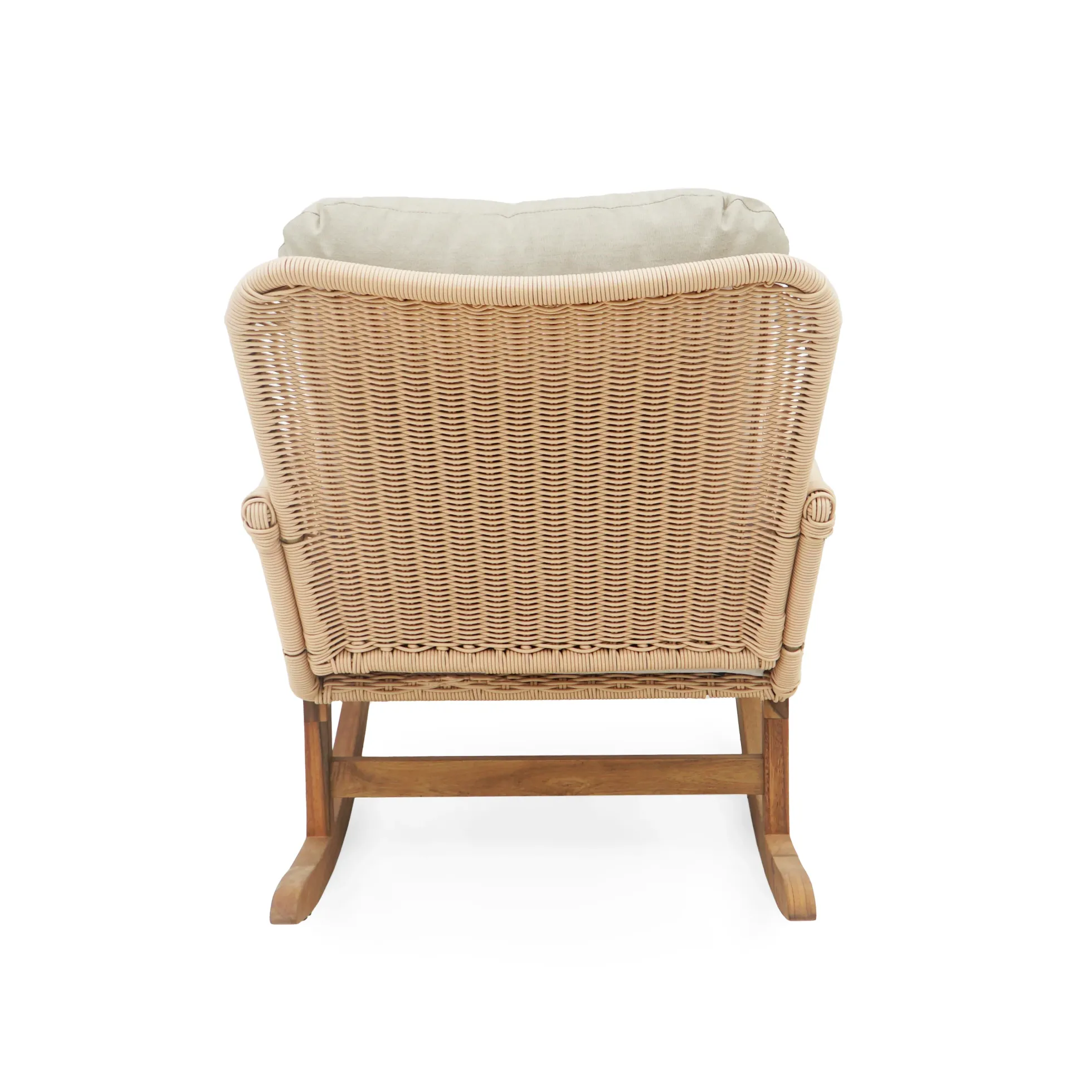 Walker Edison | Contemporary Minimalist Beige Wicker Rocking Chair Set of 2