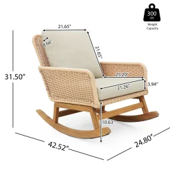 Walker Edison | Contemporary Minimalist Beige Wicker Rocking Chair Set of 2