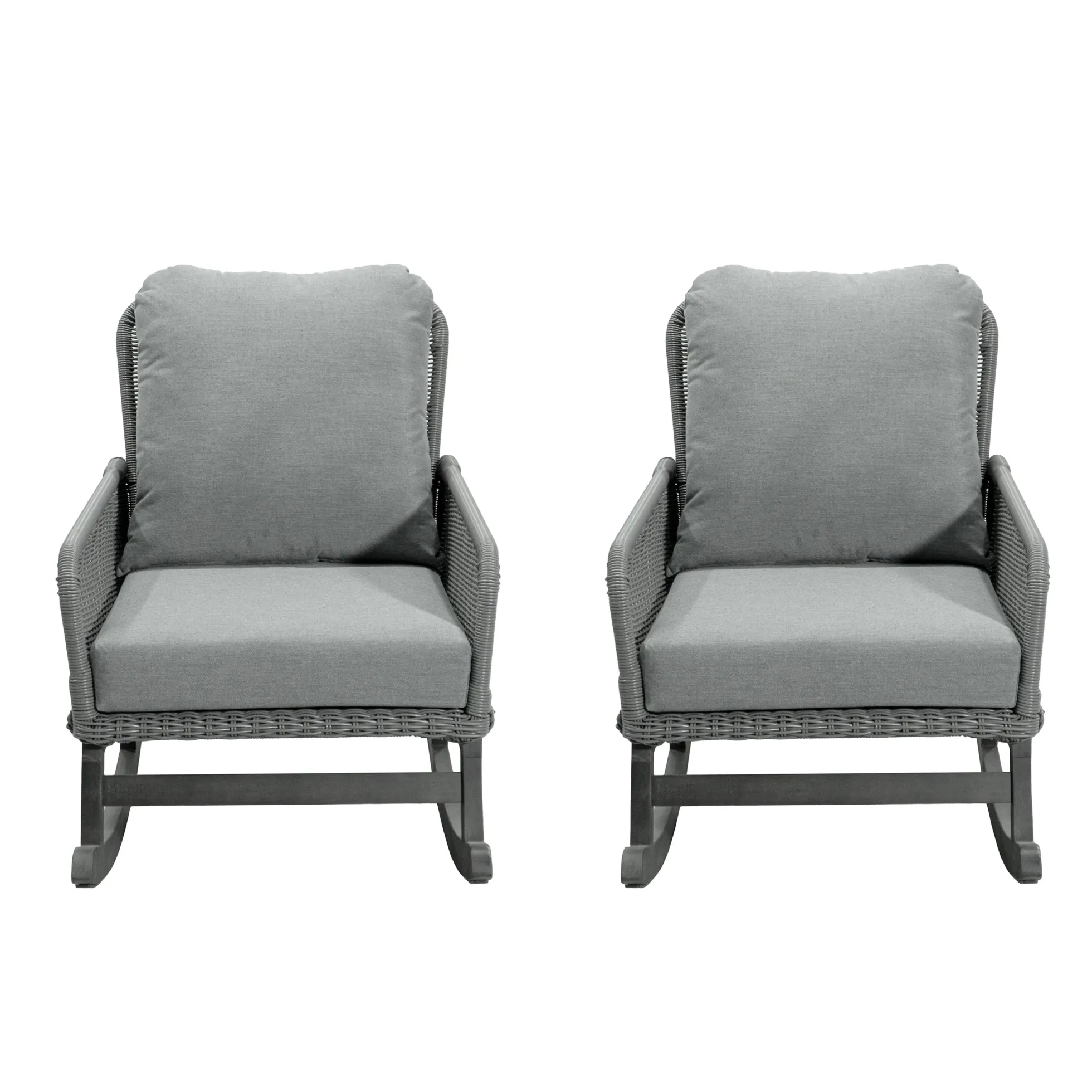Walker Edison | Contemporary Minimalist Outdoor Rocking Chair Set of 2