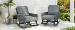 Walker Edison | Contemporary Minimalist Outdoor Rocking Chair Set of 2