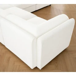 Walker Edison | Contemporary White Chenille L-Shaped Sofa with Storage and Ottoman