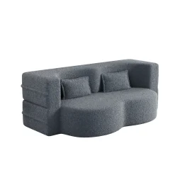 Walker Edison | Convertible Modern Teddy Floor Full Size Sofa Bed with Pillows