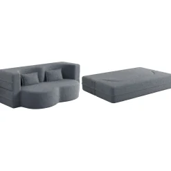 Walker Edison | Convertible Modern Teddy Floor Full Size Sofa Bed with Pillows