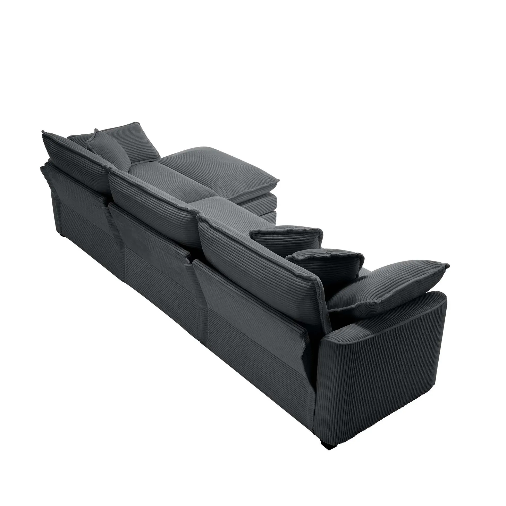 Walker Edison | Corduroy Cloud Plush Sectional Sofa with Ottoman