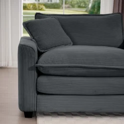 Walker Edison | Corduroy Cloud Plush Sectional Sofa with Ottoman