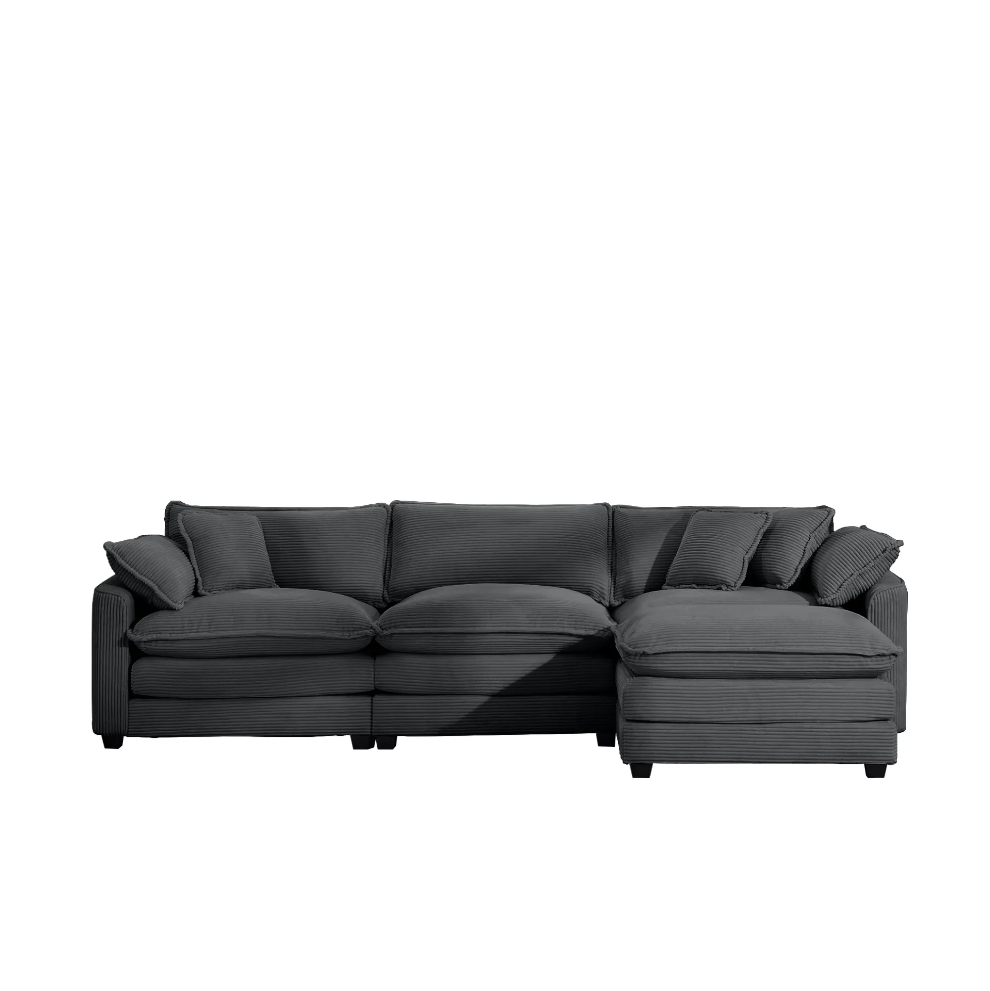 Walker Edison | Corduroy Cloud Plush Sectional Sofa with Ottoman