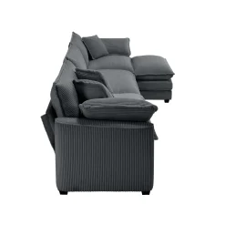 Walker Edison | Corduroy Cloud Plush Sectional Sofa with Ottoman