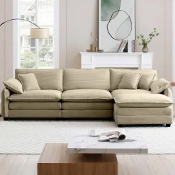 Walker Edison | Corduroy Cloud Couch with Ottoman