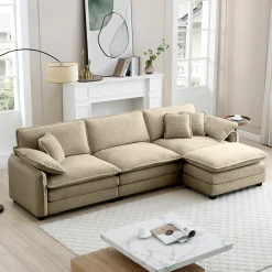 Walker Edison | Corduroy Cloud Couch with Ottoman