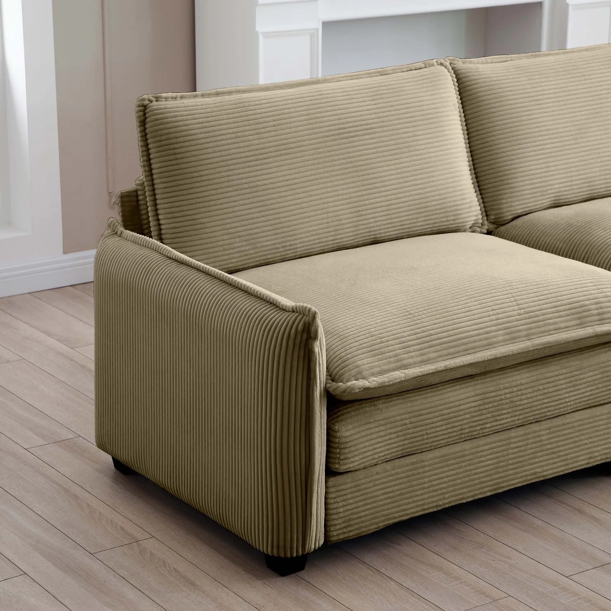 Walker Edison | Corduroy Cloud Couch with Ottoman