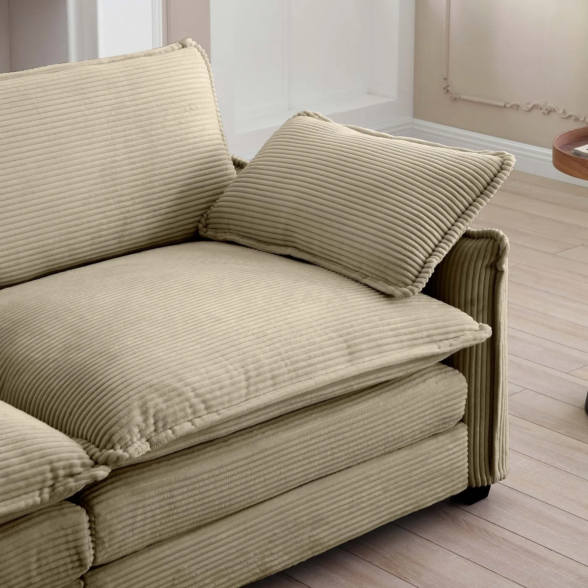 Walker Edison | Corduroy Cloud Couch with Ottoman